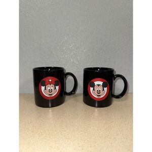 Vintage Set Disney Mickey and Minnie‎ Mouse Black Ceramic Mug Set Made in Japan